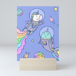 Space Unicorn and Narwhal Mini Art Print