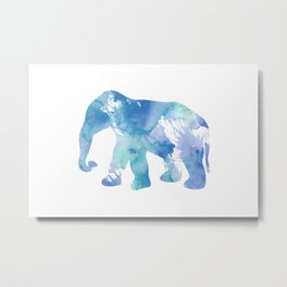 Light Blue Elephant Watercolor Painting Metal Print | Watercolor, Watercolorelephant, Elephantpainting, Animal, Painting, Elephant, Babyelephant, Blue, Elephantsilhouette, Animalnursery 