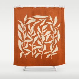 Cognac Leaves: Mid Century Terracotta Edition Shower Curtain