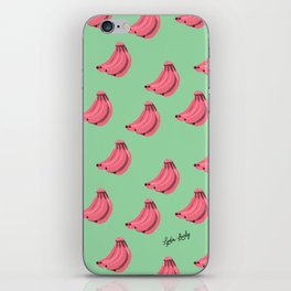 Bananas pink-green background iPhone Skin