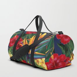 Tropical Paradise Hawaiian Floral Illustration Duffle Bag