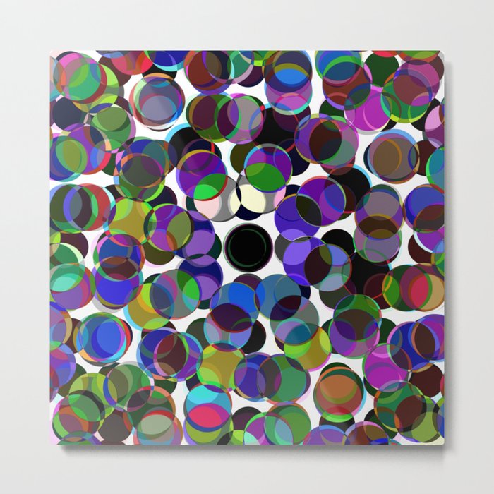Cluttered Circles III - Abstract, Geometric, Pastel Coloured, Circle Patterned Artwork Metal Print