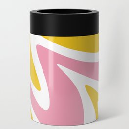 Liquid Abstract Waves \\ Pastel Pink & Yellow Can Cooler