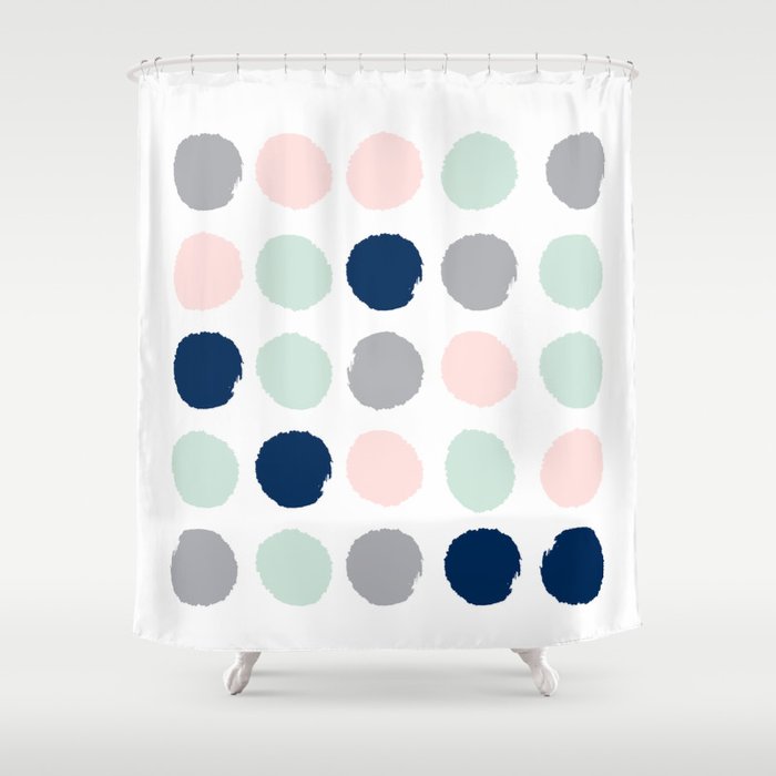 Trendy Color Palette Minimal Painted, Dot Shower Curtain Colorful