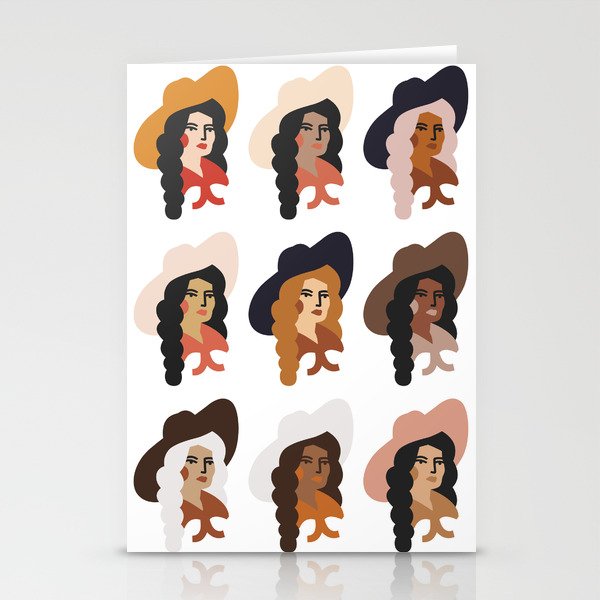 Multi Culture Cowgirl Stationery Cards