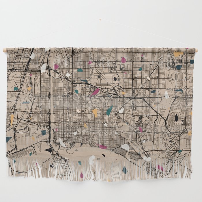 LONG BEACH USA City Map Collage Wall Hanging