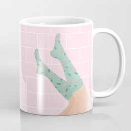 Legs with pink and green cherry socks Mug