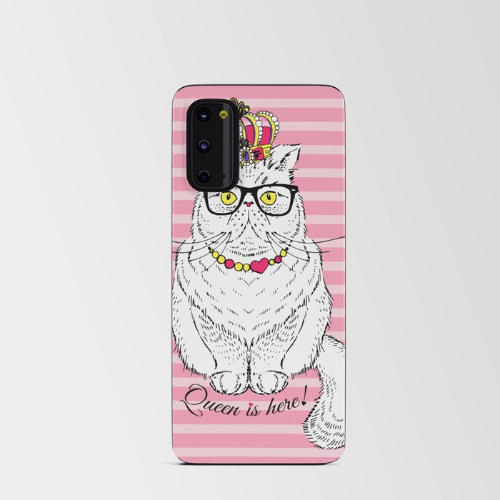 Pink White Geometric Queen Cat Crown Android Card Case