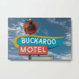 Buckaroo Motel Route 66 Vintage Neon Sign Nostalgia Metal Print | Route 66, Cowboy, Vintage Neon Sign, Neon Sign, Roadside, Vintage Motel Sign, Buckaroo Motel, Motel, 66, Retro Sign 