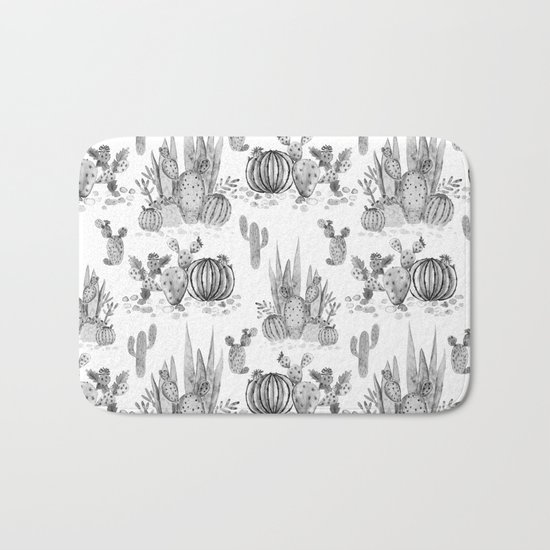 Watercolor cactuses print Bath Mat