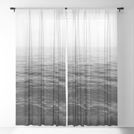 ocean horizon black and white landscape photography Sheer Curtain