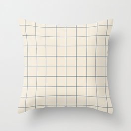 Minimal Grid - Blue Lines on Beige Throw Pillow