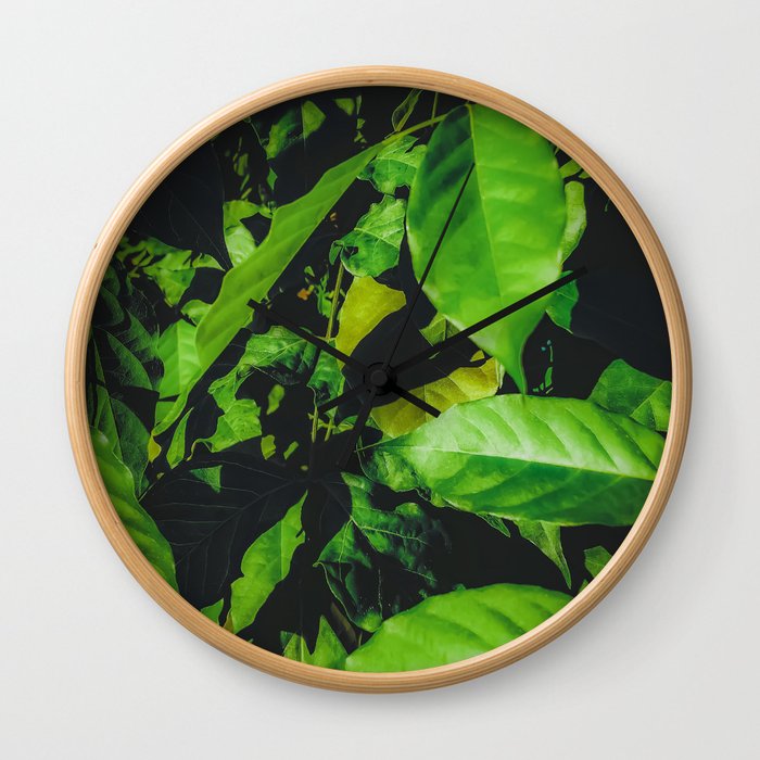 green leaves texture background Wall Clock