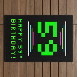[ Thumbnail: 59th Birthday - Nerdy Geeky Pixelated 8-Bit Computing Graphics Inspired Look Outdoor Rug ]
