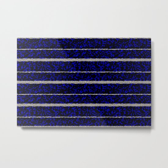 Silver Stripes with a Blue Plasma Background Metal Print