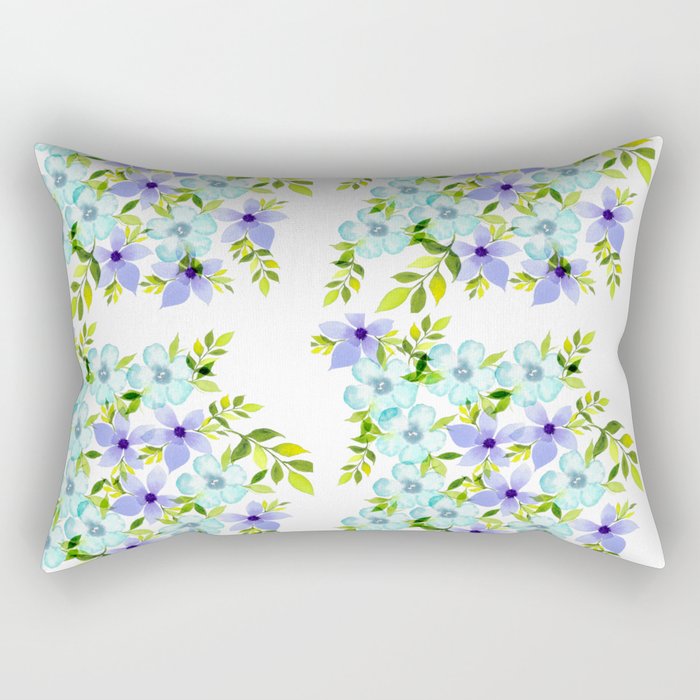 Blue purple floral - botanical pattern Rectangular Pillow