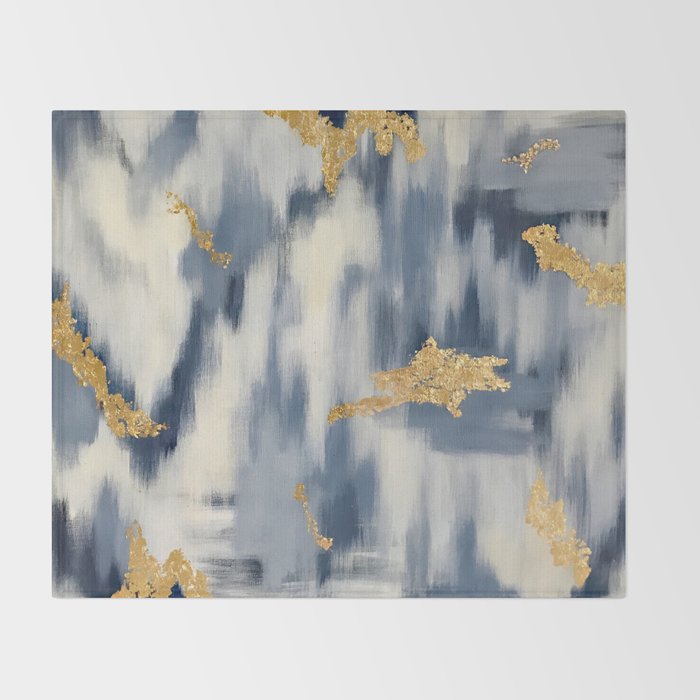 Blue and Gold Ikat Pattern Abstract Decke