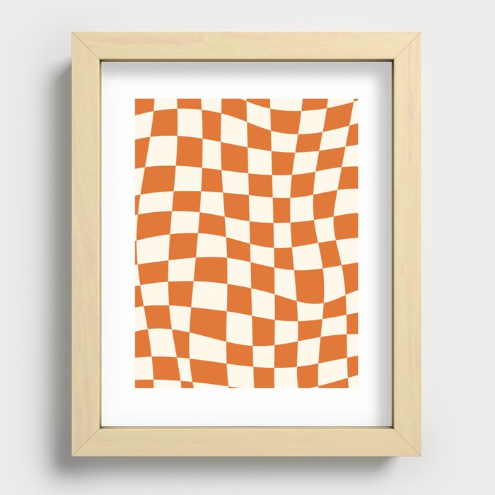 Orange Wavy Checkerboard Recessed Framed Print