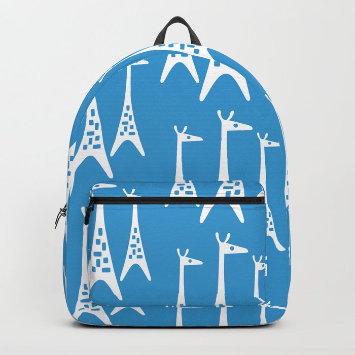 Mid Century Modern Giraffe Pattern 222 Cyan Blue Backpack