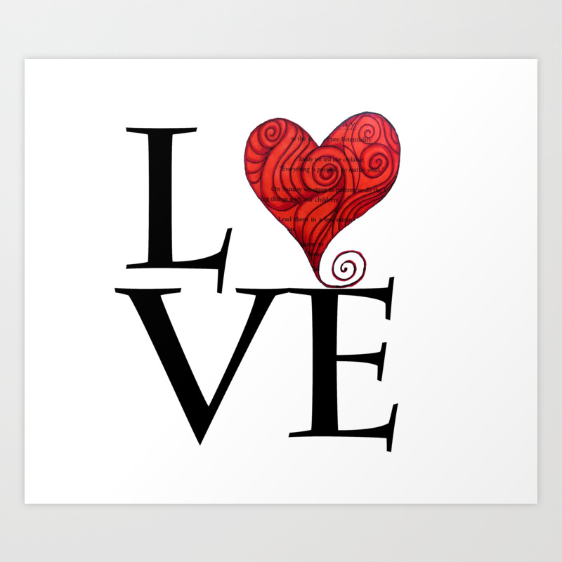 Love Word With Zen Red Heart Art Print By Cynthiacabello Society6 The best selection of royalty free the word love heart decorative vector art, graphics and stock illustrations. love word with zen red heart art print by cynthiacabello