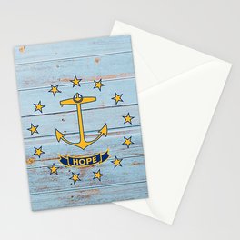 Hope, symbol of Rhode Island blue driftwood sailing Newport, Bristol, Block Island, Jamestown, Prudence Island portrait art painting Stationery Card