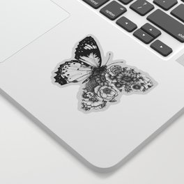Butterfly in Bloom Sticker | Magical, Whimsical, Entomology, Bug, Ink Pen, Surrealism, Botanical, Insect, Curated, Fantasy 