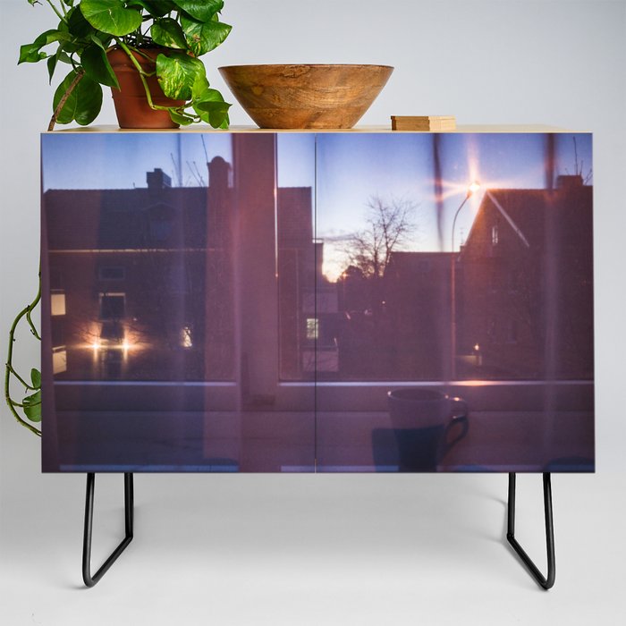 Coffee cup in window Credenza