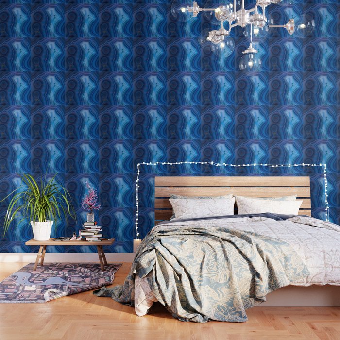 Deep Blue Lagoon Agate Wallpaper By Thequarry Society6