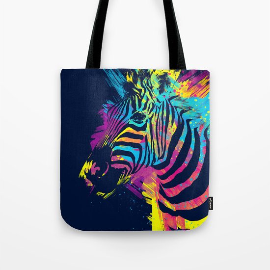 Zebra Splatters Colorful Animals Tote Bag