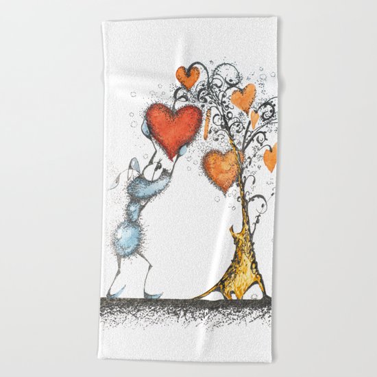Tree of hearts Beach Towel