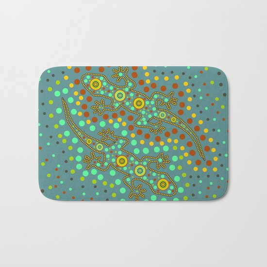 Lizards- aboriginal art Bath Mat
