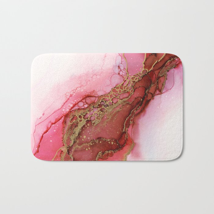 Red Gold Dragon Scales Abstract Ink Part 2 Bath Mat