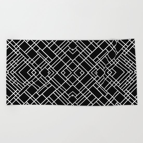 Map Outline 45 R Black Beach Towel