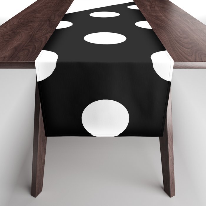 POLKA DOTS MAXIMALISM (BLACK-WHITE) Table Runner