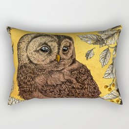 Tawny Owl Yellow Rectangular Pillow
