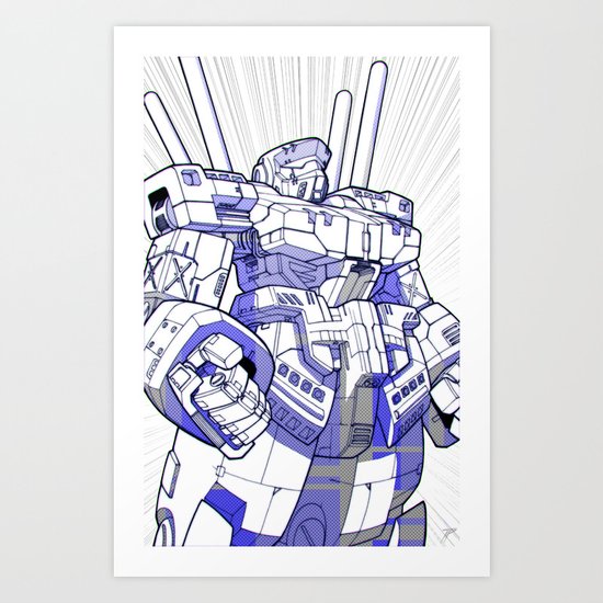 Blue Mecha Art Print