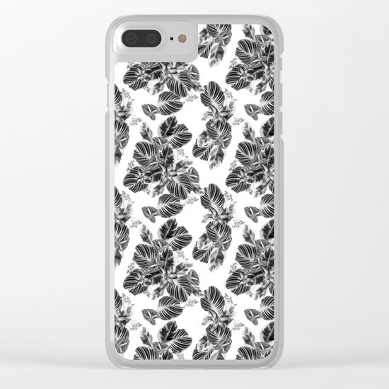 Black and white floral pattern Clear iPhone Case