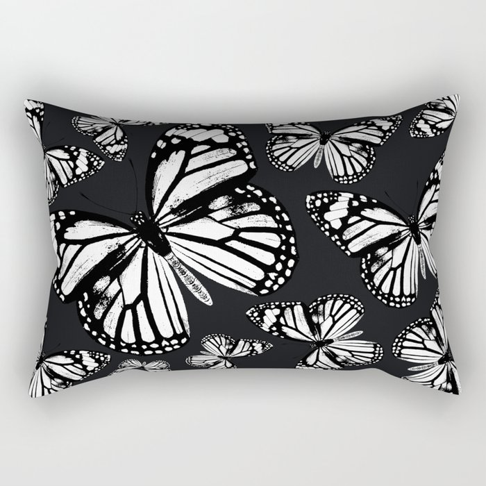Monarch Butterflies | Monarch Butterfly | Vintage Butterflies | Butterfly Patterns | Black and White Rectangular Pillow