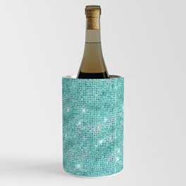 Teal Diamond Studded Glam Pattern Wine Chiller