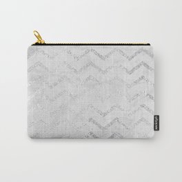 Geometric gray marble silver glitter chevron Carry-All Pouch