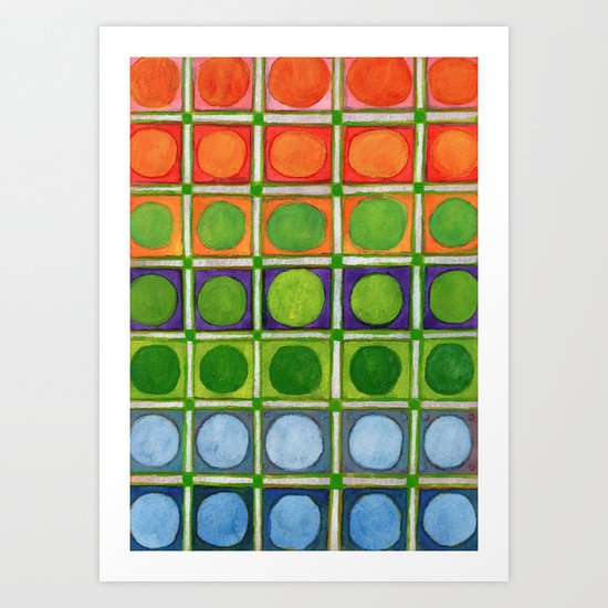 Beautiful Rainbow Colored Circles in a Grid Art Print
