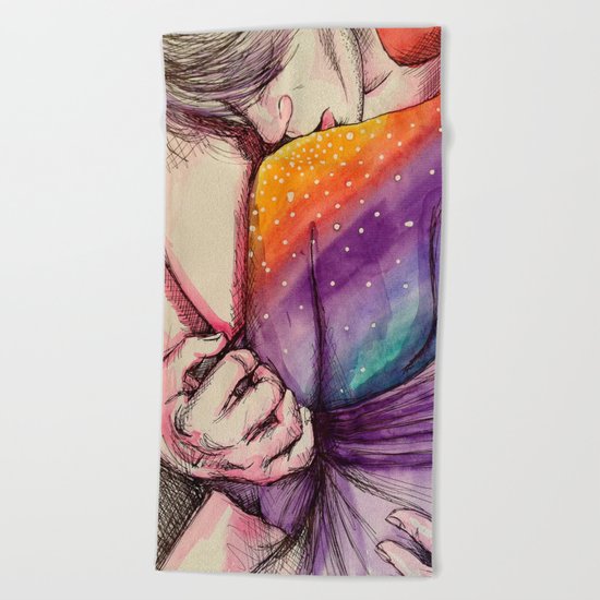 cosmic shoulder kiss Beach Towel