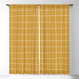 Hand Drawn Grid Golden Blackout Curtain