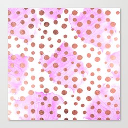 Abstract Elegant Rose Gold Pink Watercolor Polka Dots Canvas Print