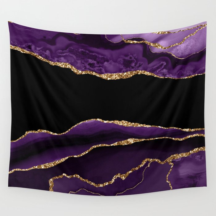 Purple & Gold Agate Texture 11 Wall Tapestry