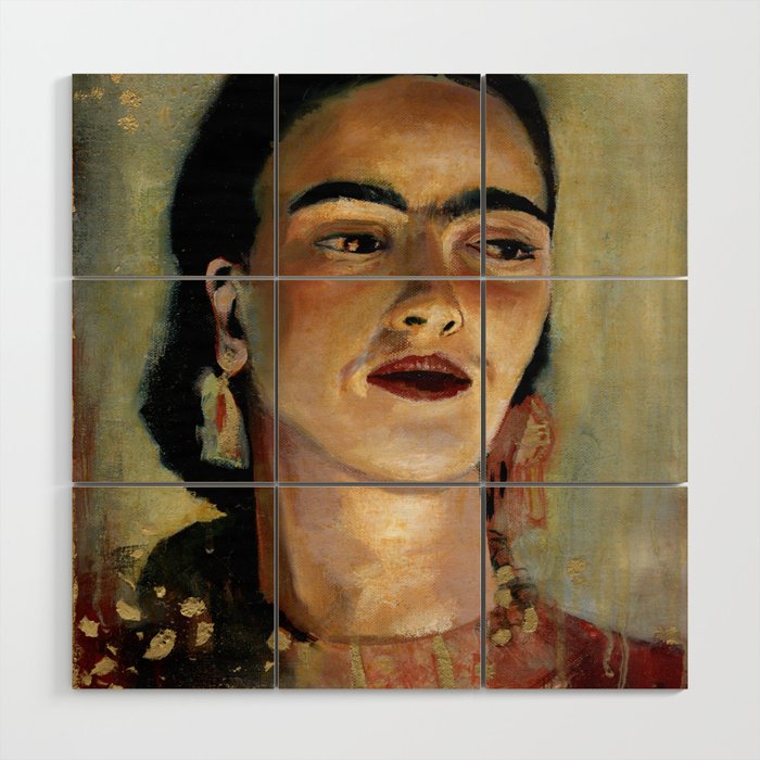 Portrait of Frida the Dove Wood Wall Art