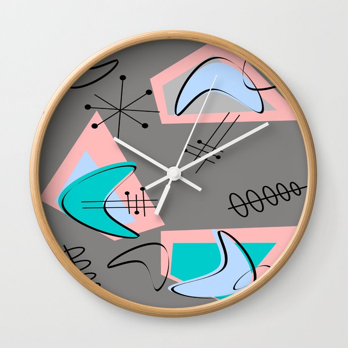 Atomic Era Inspired Boomerangs Wall Clock By Kippy Society6