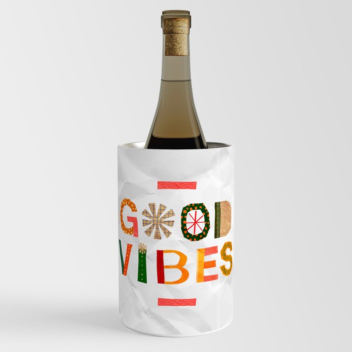Good Vibration paper collage. Summer gifts. Wine Chiller