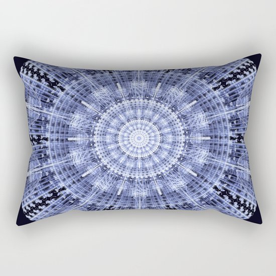 Grunge blue snowflake in a circle Rectangular Pillow