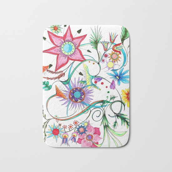 Gipsy garden - hand drawn Bath Mat